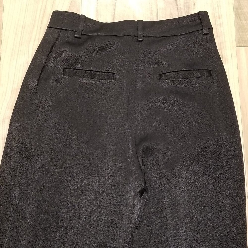 HM New Womens Dress Pant Sz 2 High Waist Pleated Tapered Cuffs NWT Black Shimmer - Picture 4 of 11